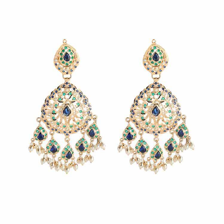 24 Karat Gold Plated Handcrafted Jadau Earrings