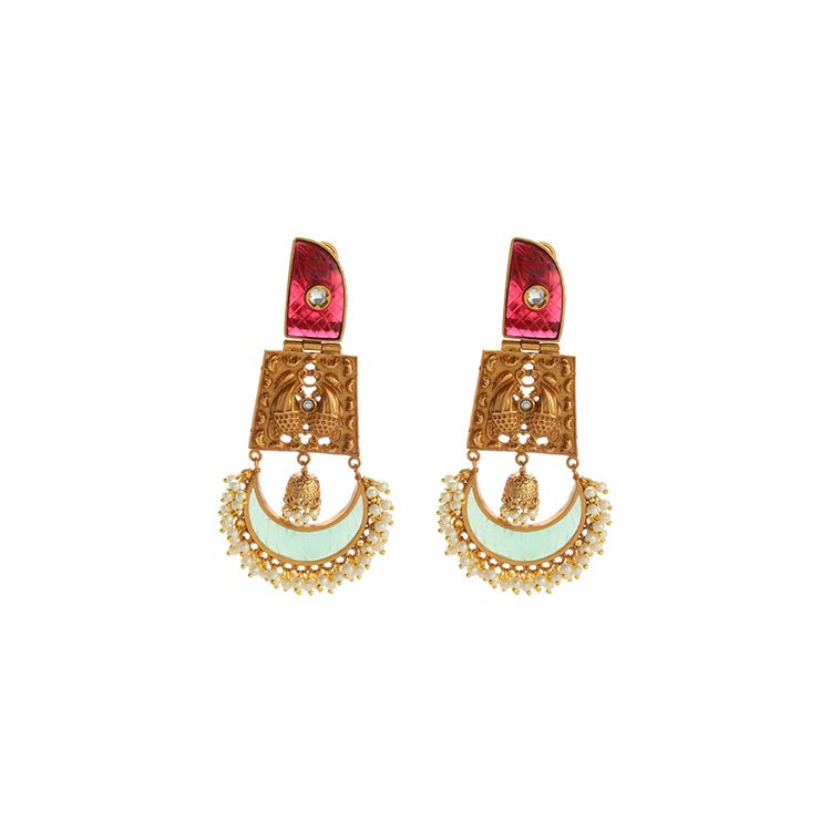 Stunning 24 Karat Gold Amrapali Design Earrings