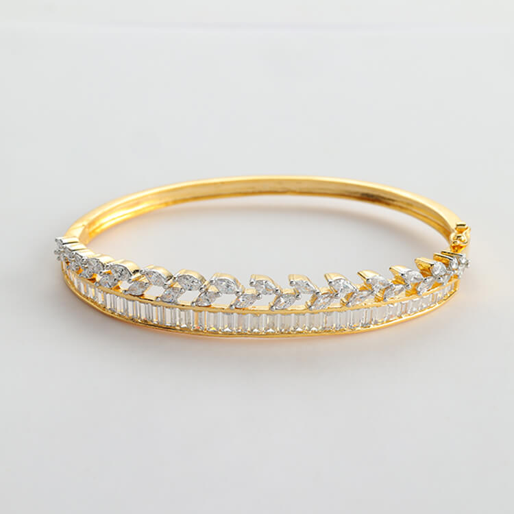 Stunning 24 Karat Gold Plated Openable American Diamond Bracelet