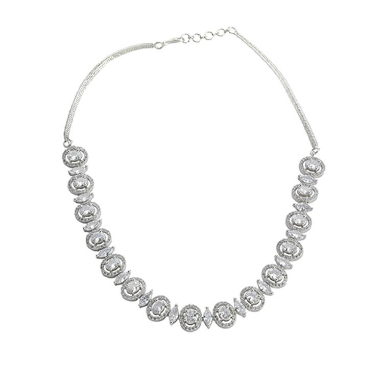 Stunning American Diamonds Necklace Set - Solitaire-Like Sparkle