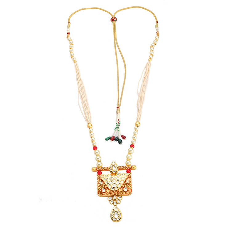 Kundan Pendant Set with Meena and 24 Karat Gold Plating