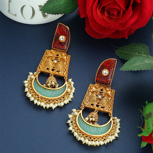 Stunning 24 Karat Gold Amrapali Design Earrings