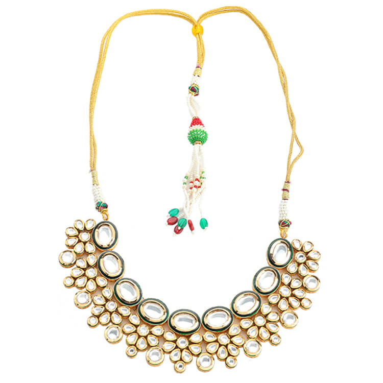 24 Karat Gold Plated Kundan Neckline