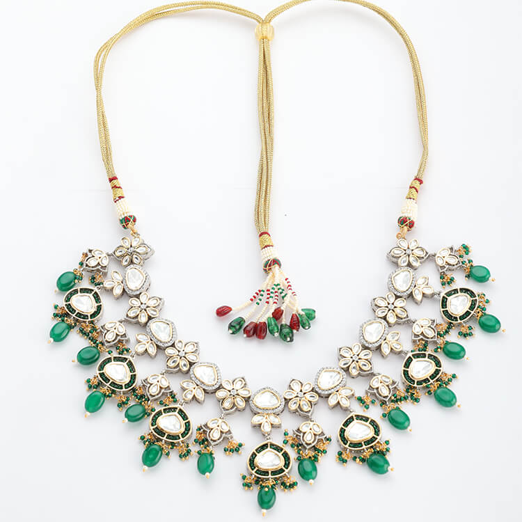 Mosonite Kundan Polki Necklace Set