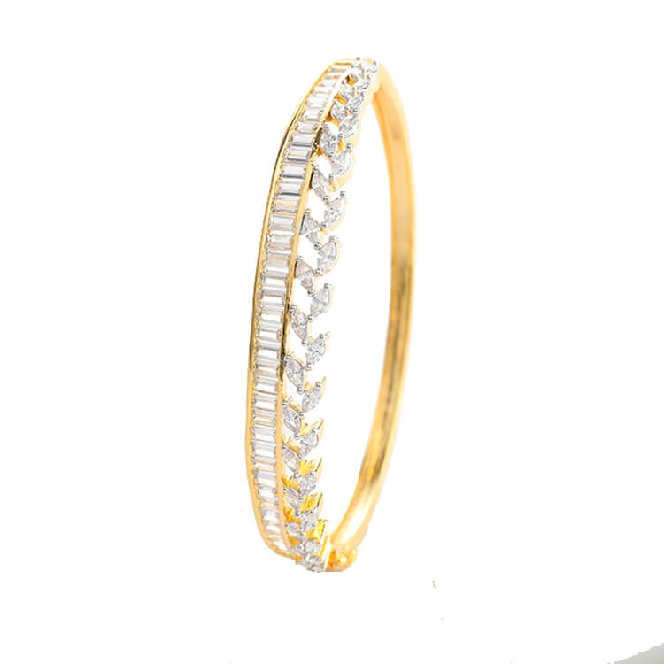 Stunning 24 Karat Gold Plated Openable American Diamond Bracelet