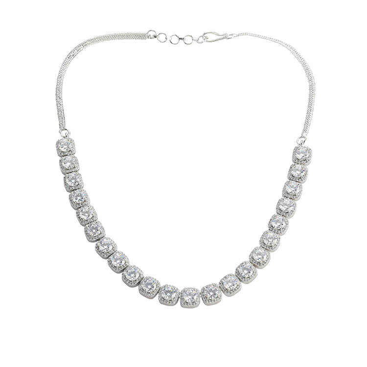 Dazzling American Diamond Necklace with 22 Solitaire-like Diamonds