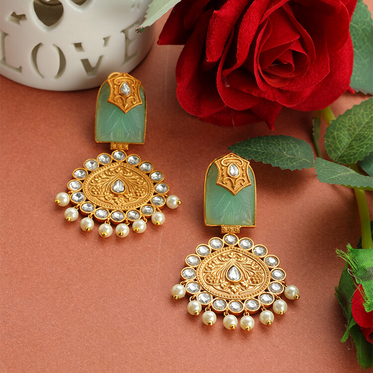 Opulent 24 Karat Gold Amrapali Earrings with Exquisite Design