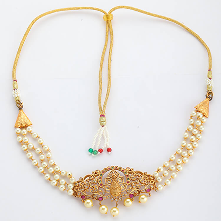 Exquisite 2grm Gold Temple Necklace Set