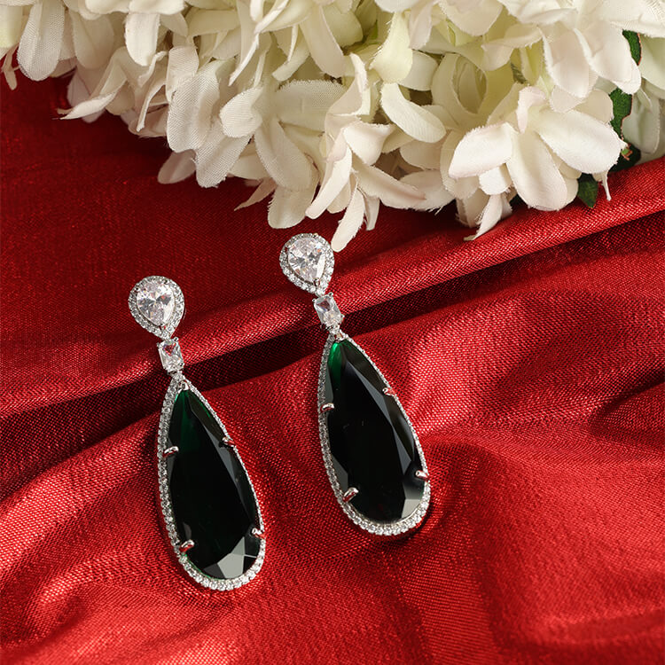 Stunning Russian Stone and American Diamond Drop Earrings