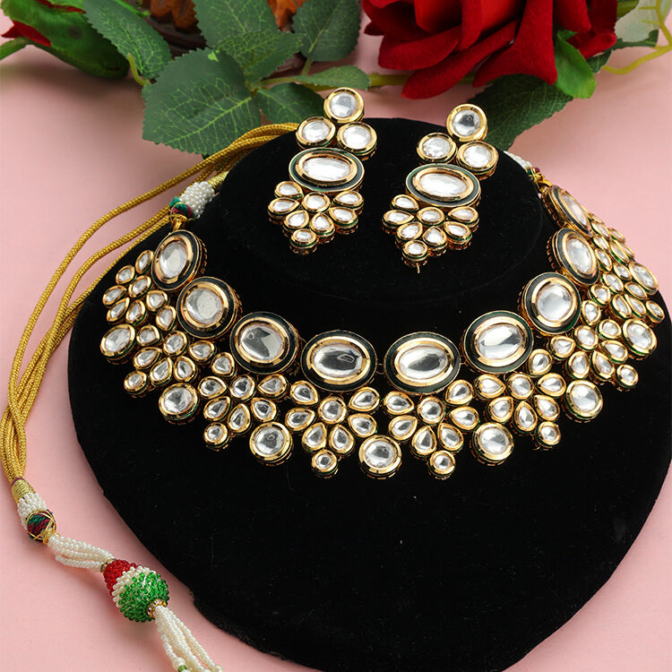 24 Karat Gold Plated Kundan Neckline