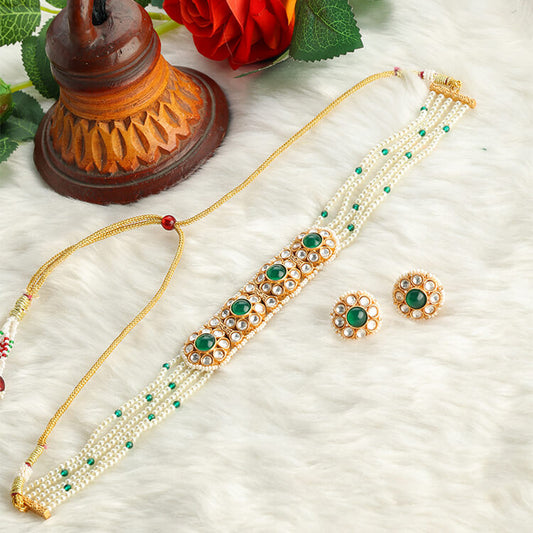 24 Karat Gold Plated Kundan Choker Set