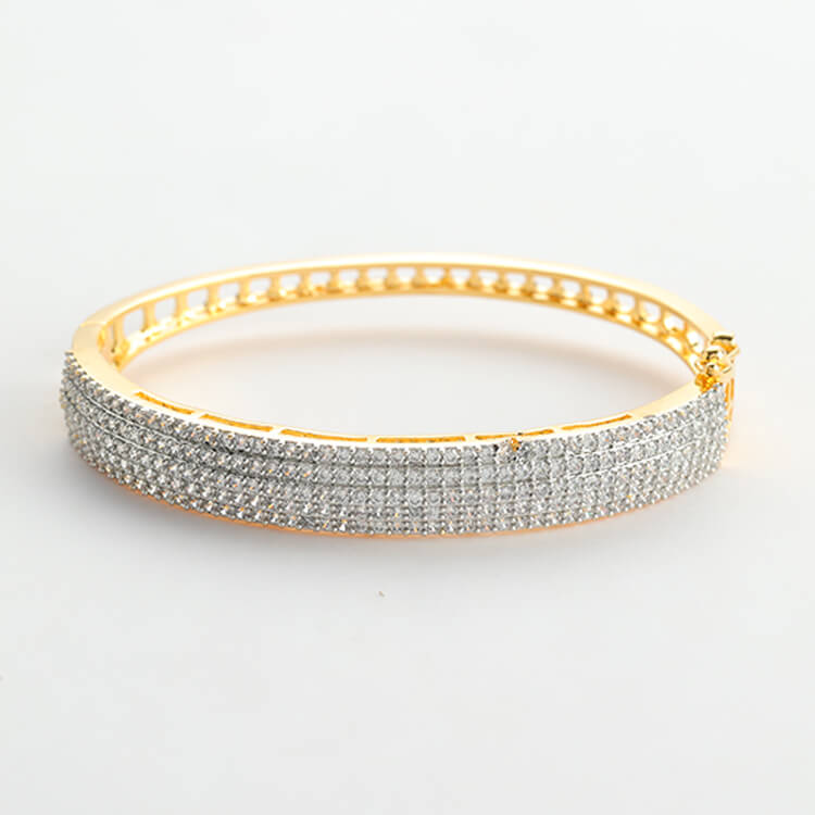 Stunning 24 Karat Gold Plated Openable American Diamond Bracelet