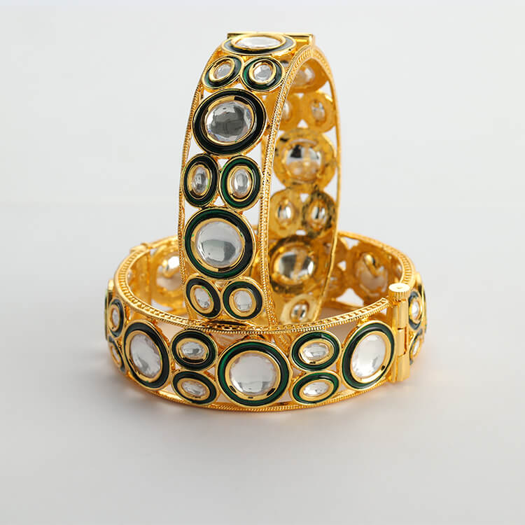 24 Karat Gold Plating Kundan Bangle