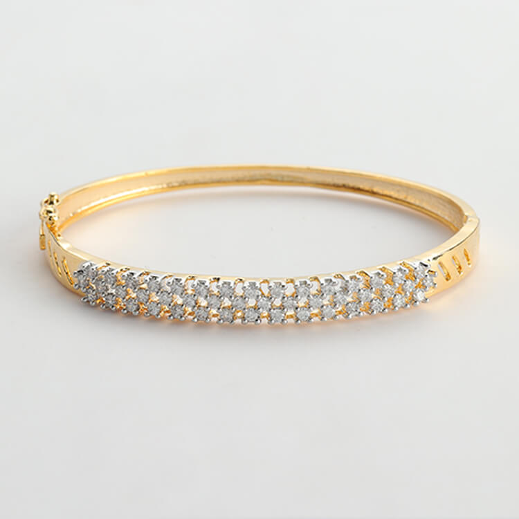 Stunning 24 Karat Gold Plated Openable American Diamond Bracelet