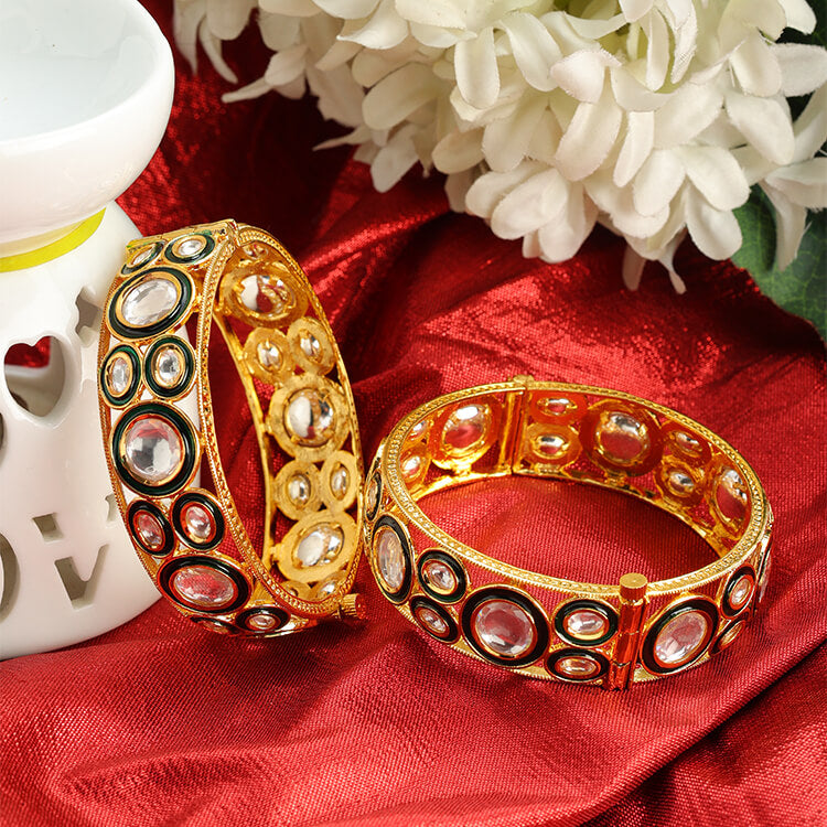 24 Karat Gold Plating Kundan Bangle