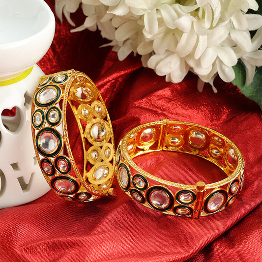 24 Karat Gold Plating Kundan Bangle