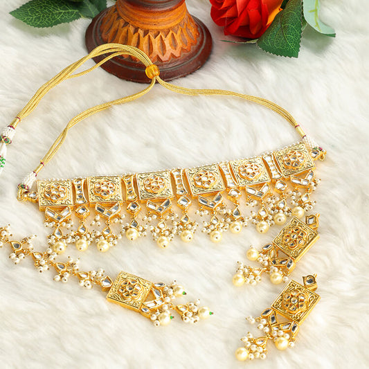 24 Karat Gold Kundan Necklace Set