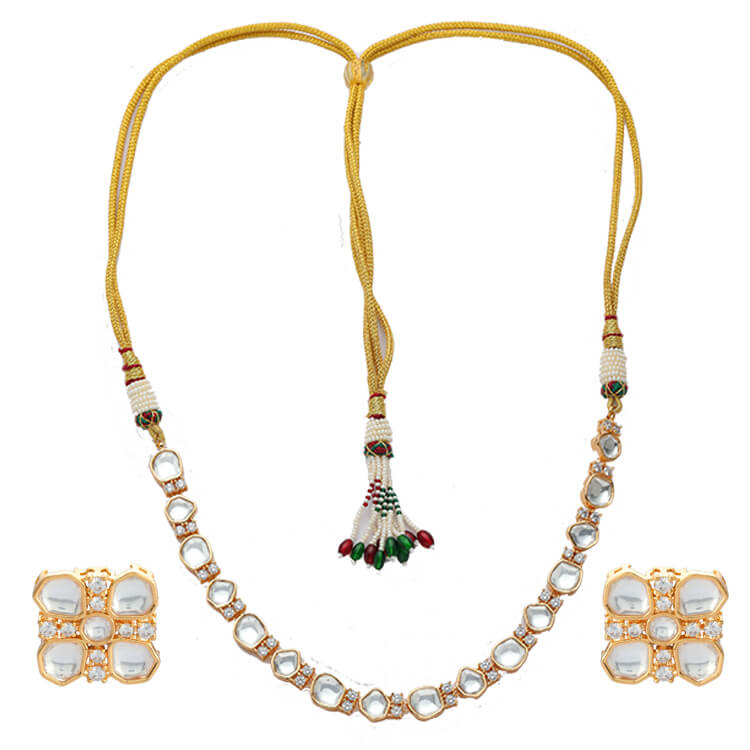 Exquisite Kundan Neckline in 24-Karat Gold Plating