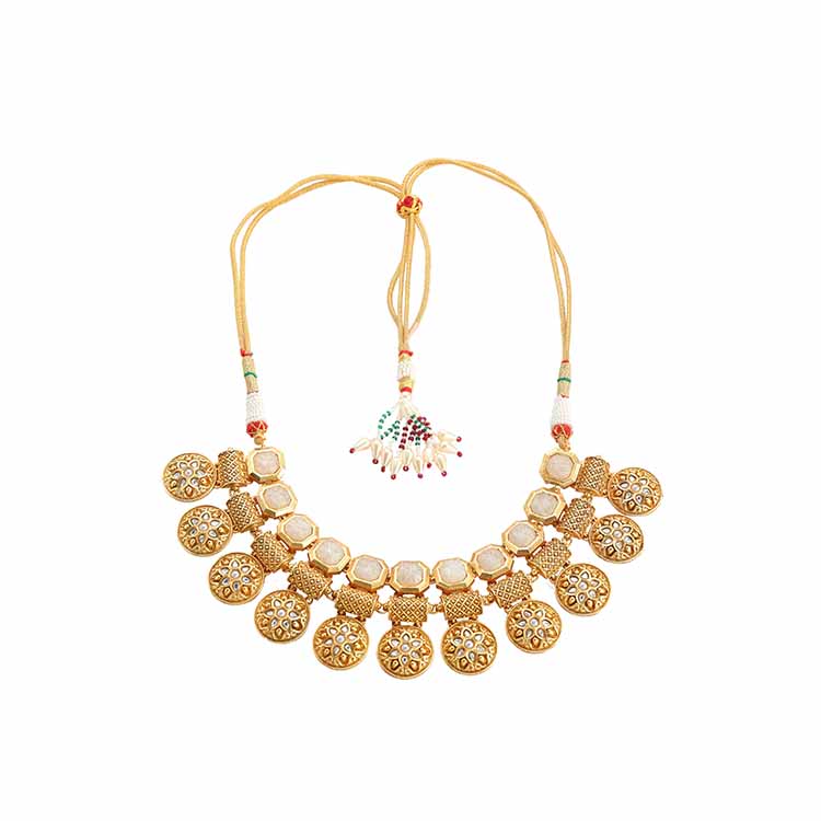 24 Karat Gold Plated Amrapali Necklace with Intricate Design