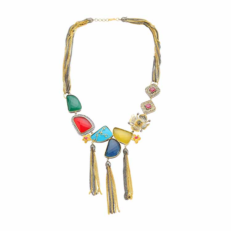 Antique Polished Multi-Color Designer Necklace Set: A Statement Piece for Every Occasion