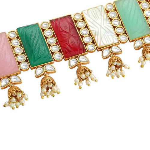 Exquisite Amrapali Studded Carving Stones Necklace for Unmatched Elegance and Style