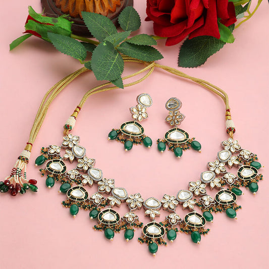 Mosonite Kundan Polki Necklace Set