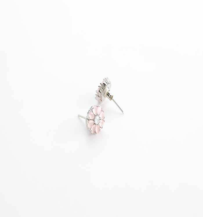 Stunning Pink Stone Earrings with American Diamonds