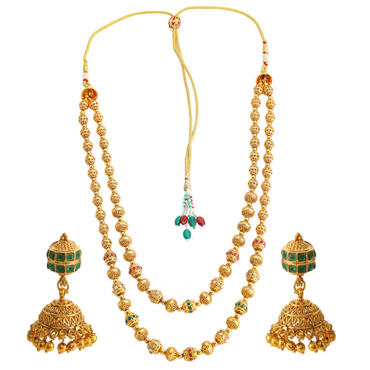 Antique 2grm Gold Plated Matarmala Necklace Set