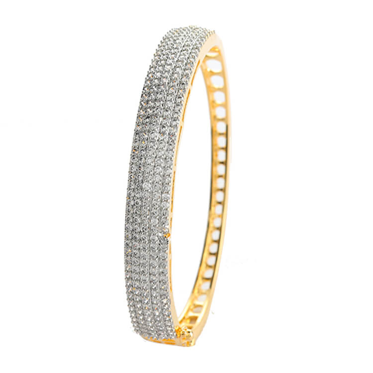 Stunning 24 Karat Gold Plated Openable American Diamond Bracelet