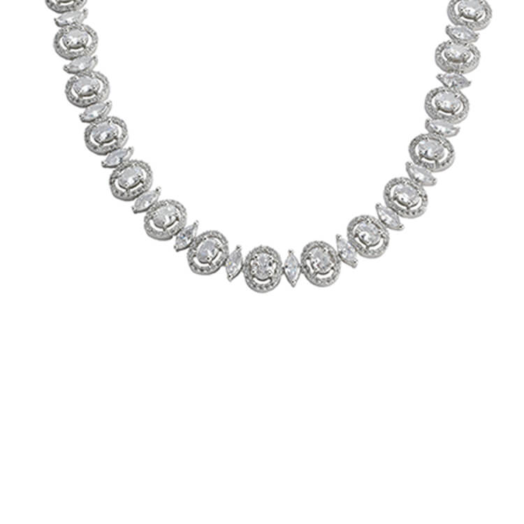 Stunning American Diamonds Necklace Set - Solitaire-Like Sparkle