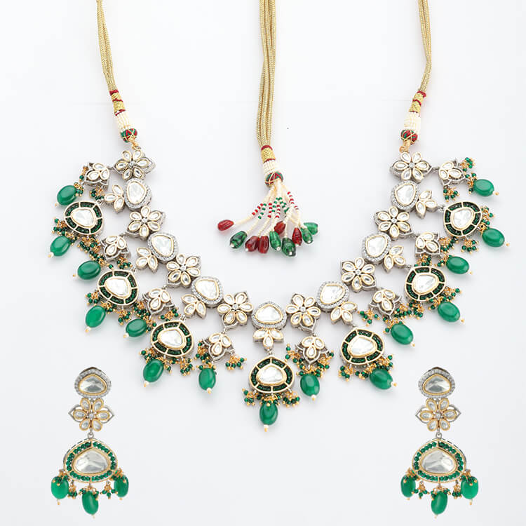 Mosonite Kundan Polki Necklace Set