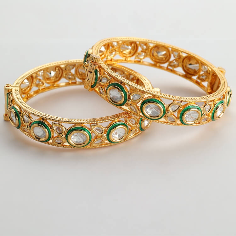 24 Karat Gold Plating Kundan Bangle