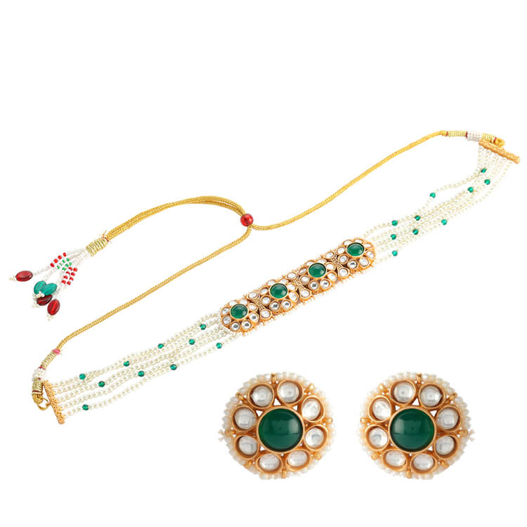 24 Karat Gold Plated Kundan Choker Set