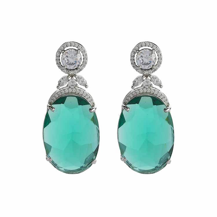 Elegant Russian Stone Earrings with American Diamond Accents