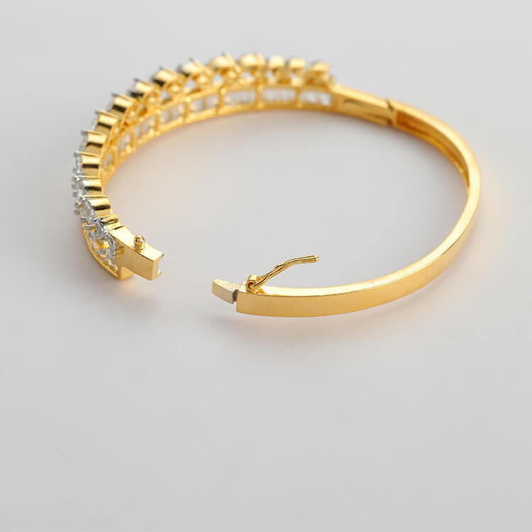 Stunning 24 Karat Gold Plated Openable American Diamond Bracelet