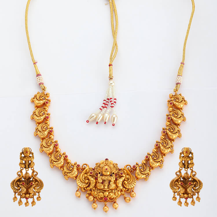 Exquisite 2grm Gold Temple Necklace Set