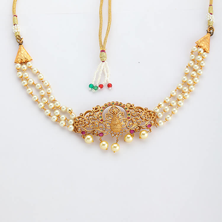 Exquisite 2grm Gold Temple Necklace Set