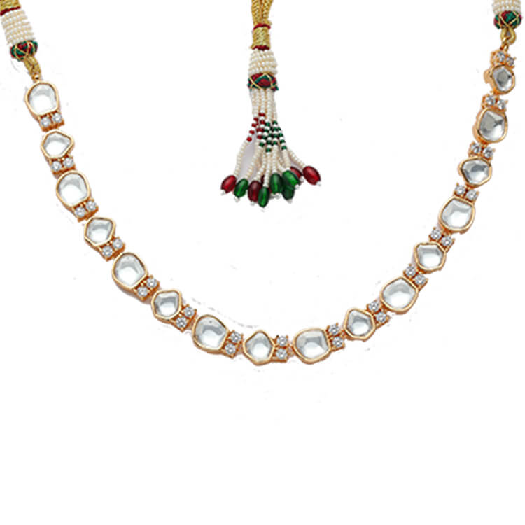 Exquisite Kundan Neckline in 24-Karat Gold Plating