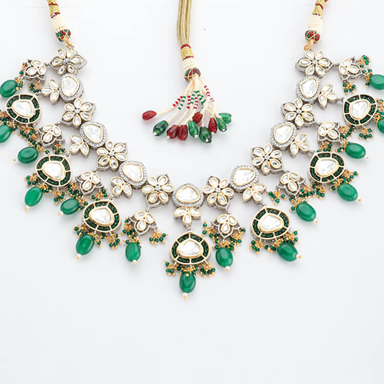 Mosonite Kundan Polki Necklace Set