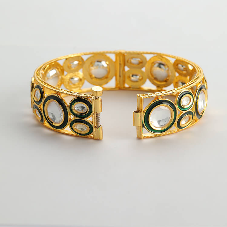 24 Karat Gold Plating Kundan Bangle