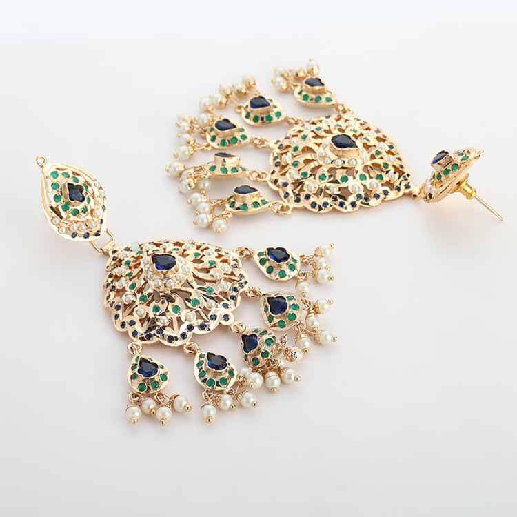 24 Karat Gold Plated Handcrafted Jadau Earrings