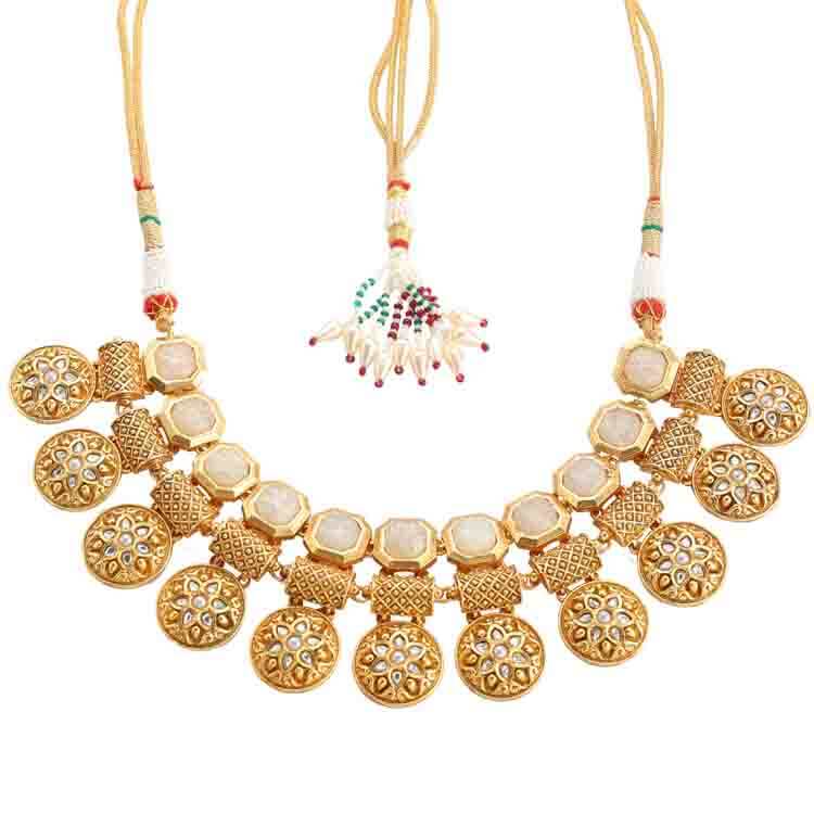 24 Karat Gold Plated Amrapali Necklace with Intricate Design