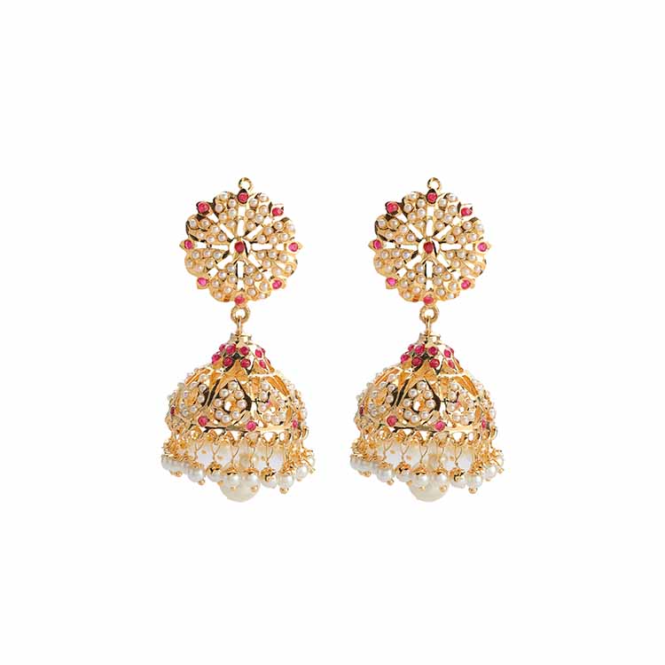 24-Karat Golden Jadou Earrings- A Timeless Statement Piece